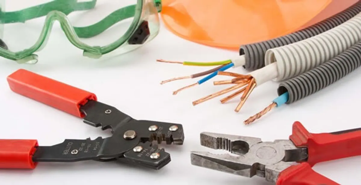 Electrical wiring repair with professional tools and safety equipment in Denham Springs, LA
